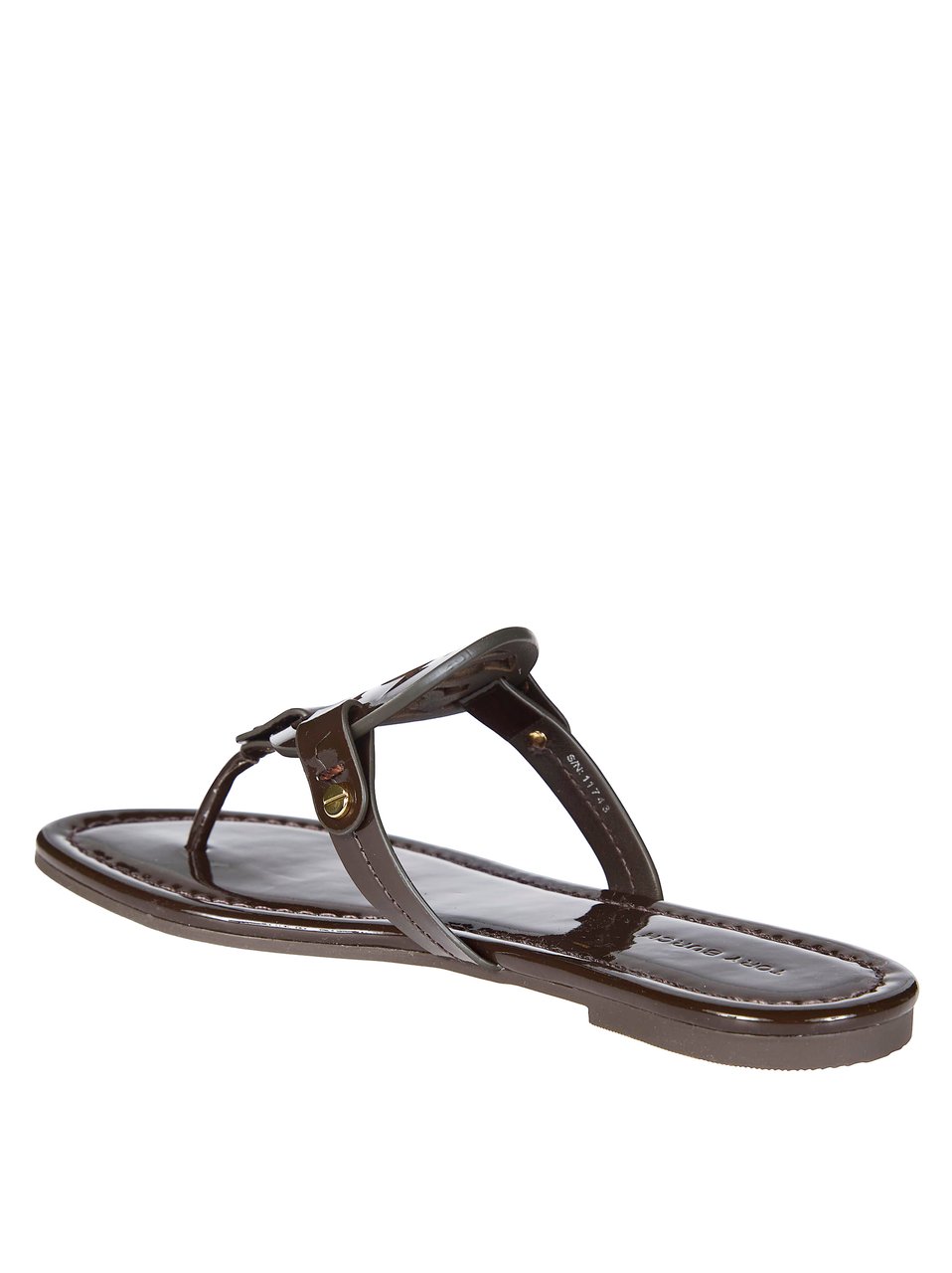 Tory Burch Glossy Bovine Leather Cut-Out Sandals Grijs