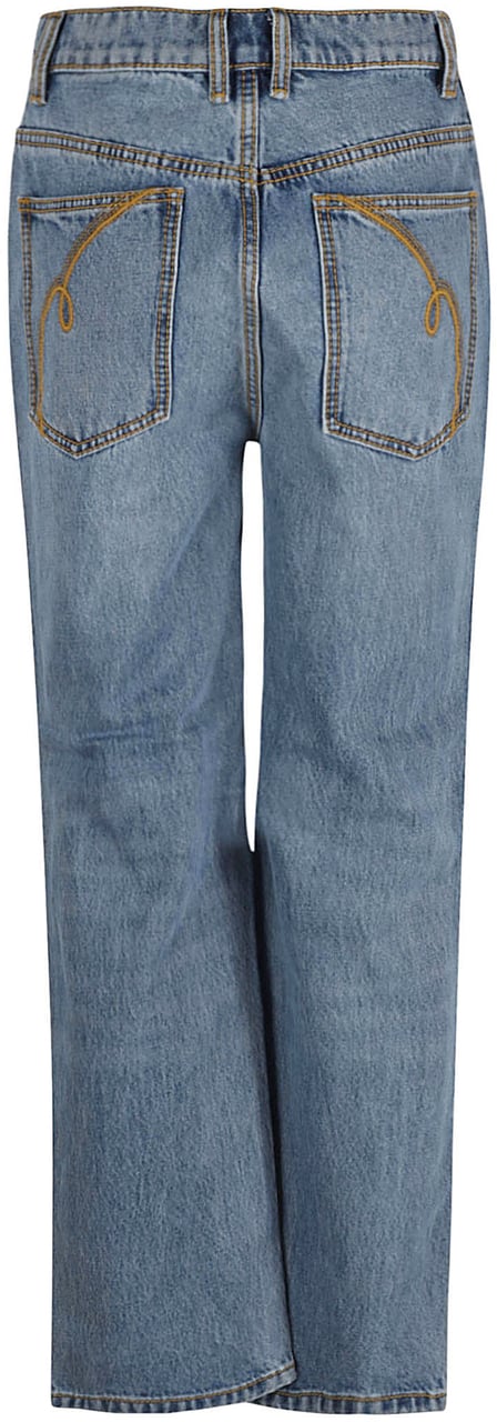 Tory Burch Mid-Rise Straight-Leg Denim Jeans Grijs