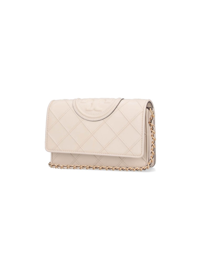 Tory Burch Fleming' Chain Wallet – Ivory Neutraal
