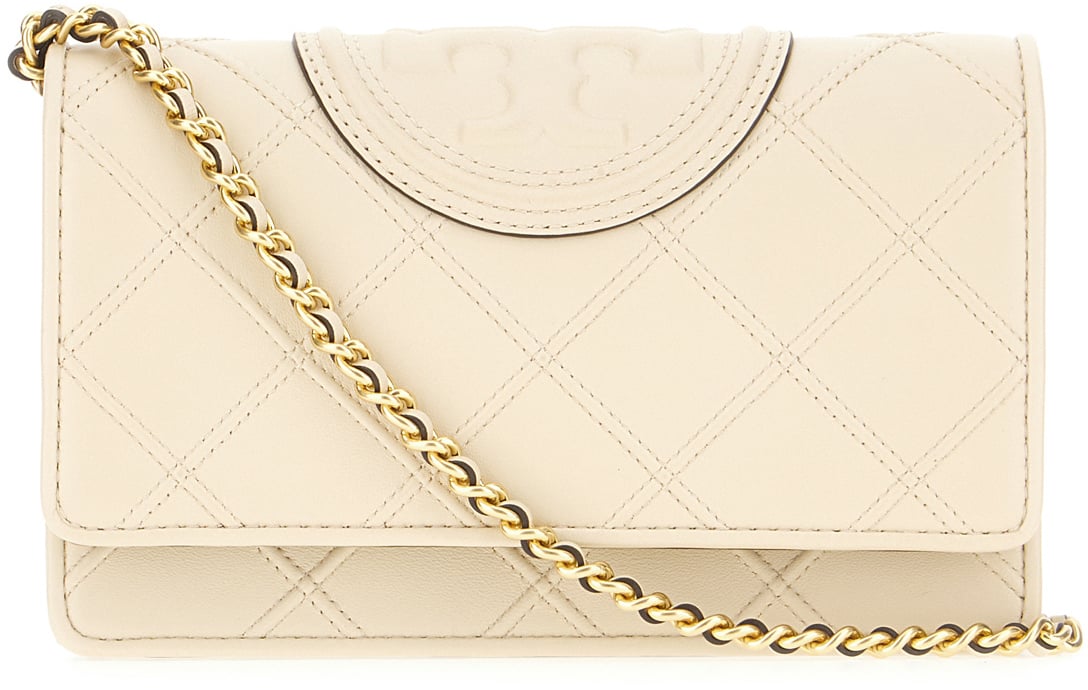 Tory Burch Tory Burch Ivory leather Fleming clutch Neutraal