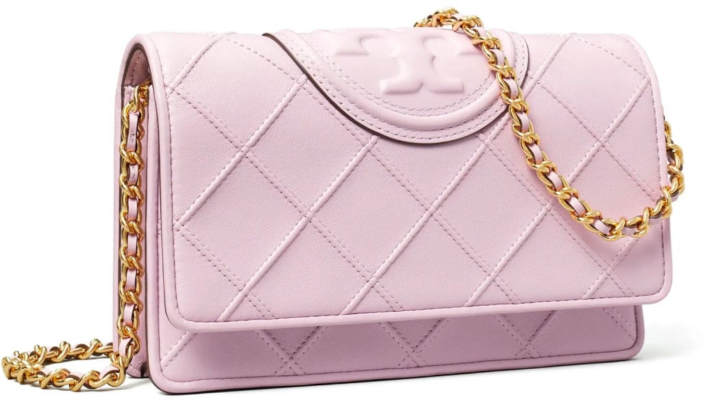 Tory Burch Fleming Logo Wallet On Chain Crossbody Bag Paars