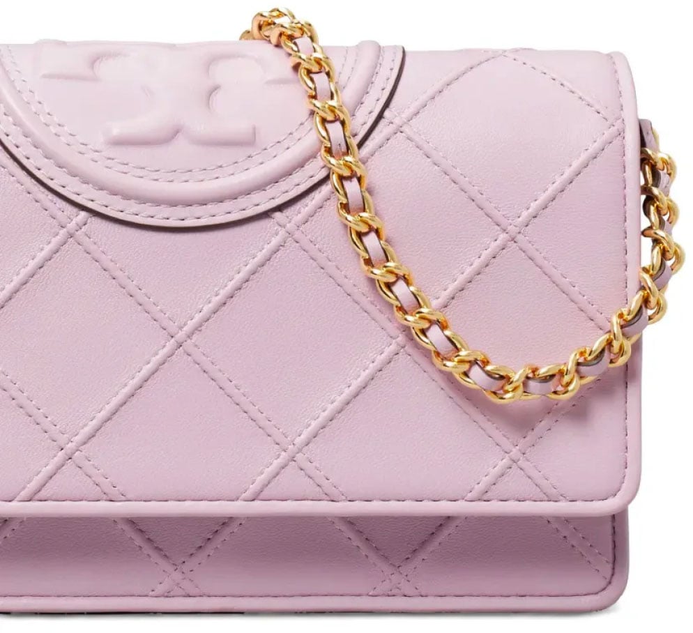 Tory Burch Fleming Logo Wallet On Chain Crossbody Bag Paars
