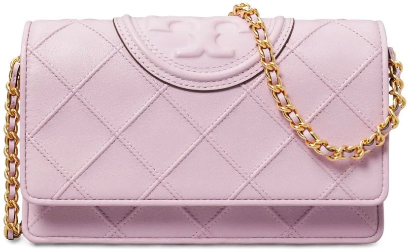 Tory Burch Fleming Logo Wallet On Chain Crossbody Bag Paars