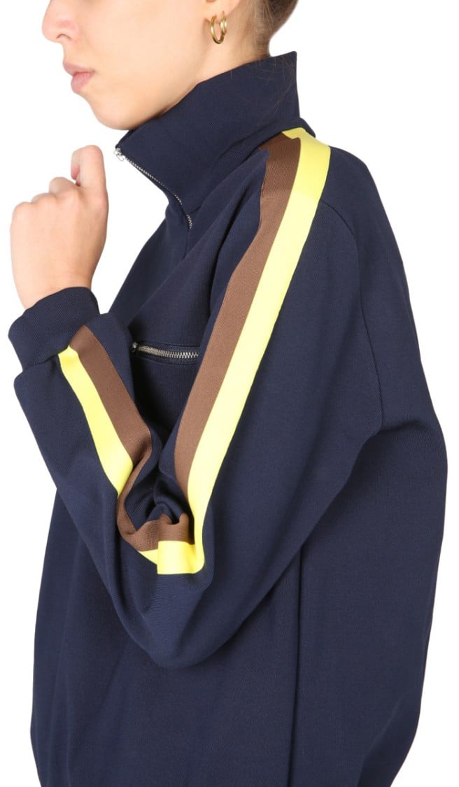 Tory Burch Relaxed Fit Sweatshirt With High Collar Zwart