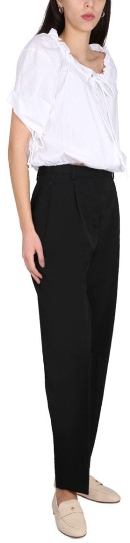 Tory Burch Tailored Black Wool Pants With Concealed Closure Zwart