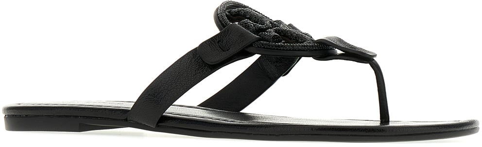Tory Burch Tory Burch Black leather Miller sandals Zwart