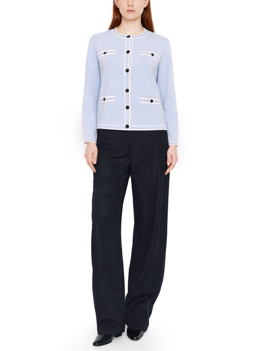 Tory Burch Kendra Light Blue Wool Cardigan Wit