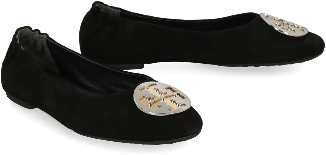 Tory Burch Claire suede ballet flats Zwart