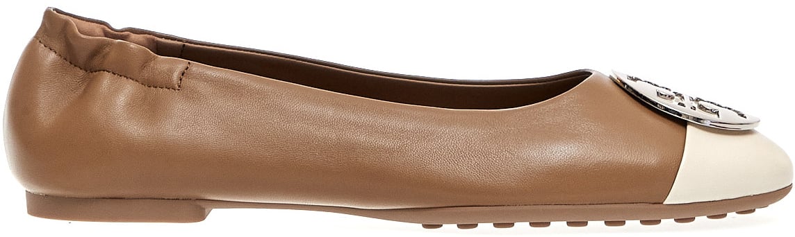 Tory Burch Claire Cap Toe Ballet Almond Beige