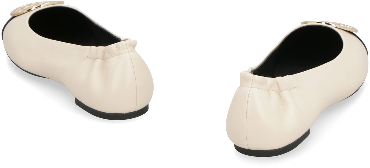 Tory Burch Claire leather ballet flats Neutraal