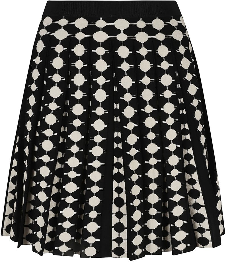 Tory Burch Pleated Skirt With Geometric Dot Pattern Zwart