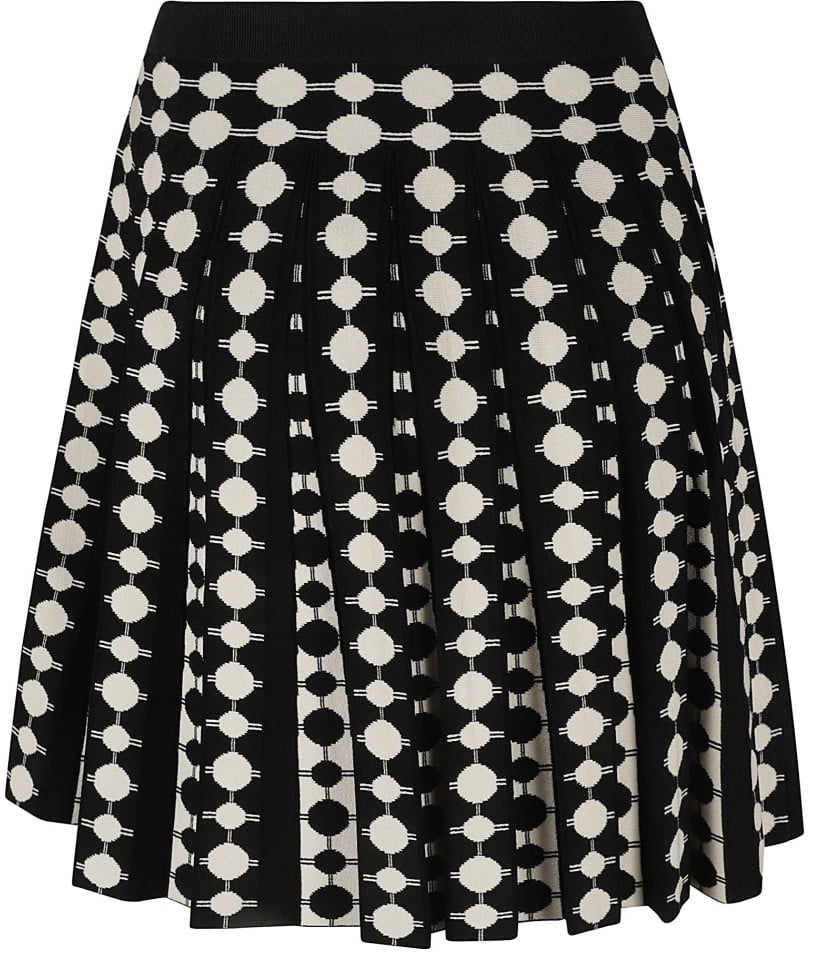 Tory Burch Pleated Skirt With Geometric Dot Pattern Zwart
