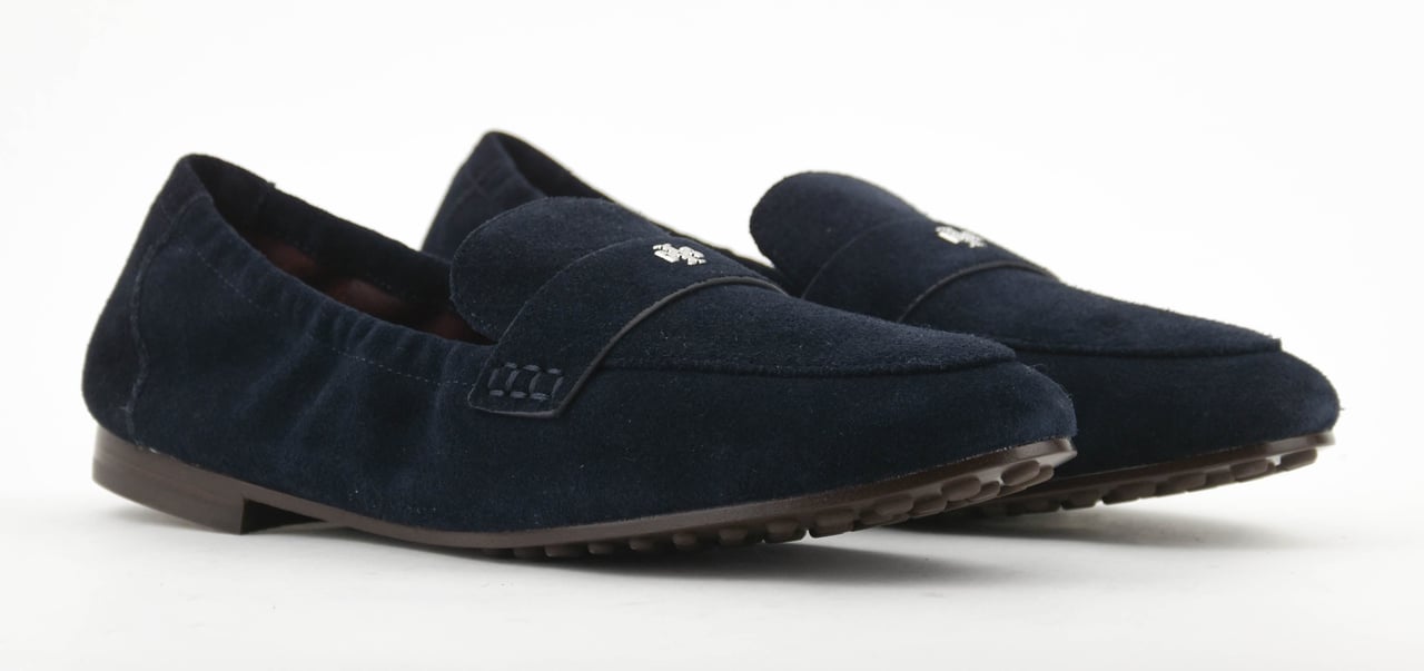 Tory Burch Ballet Loafer Navy Suede Blauw