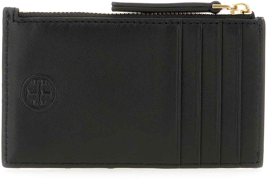 Tory Burch Tory Burch Black leather card holder Zwart