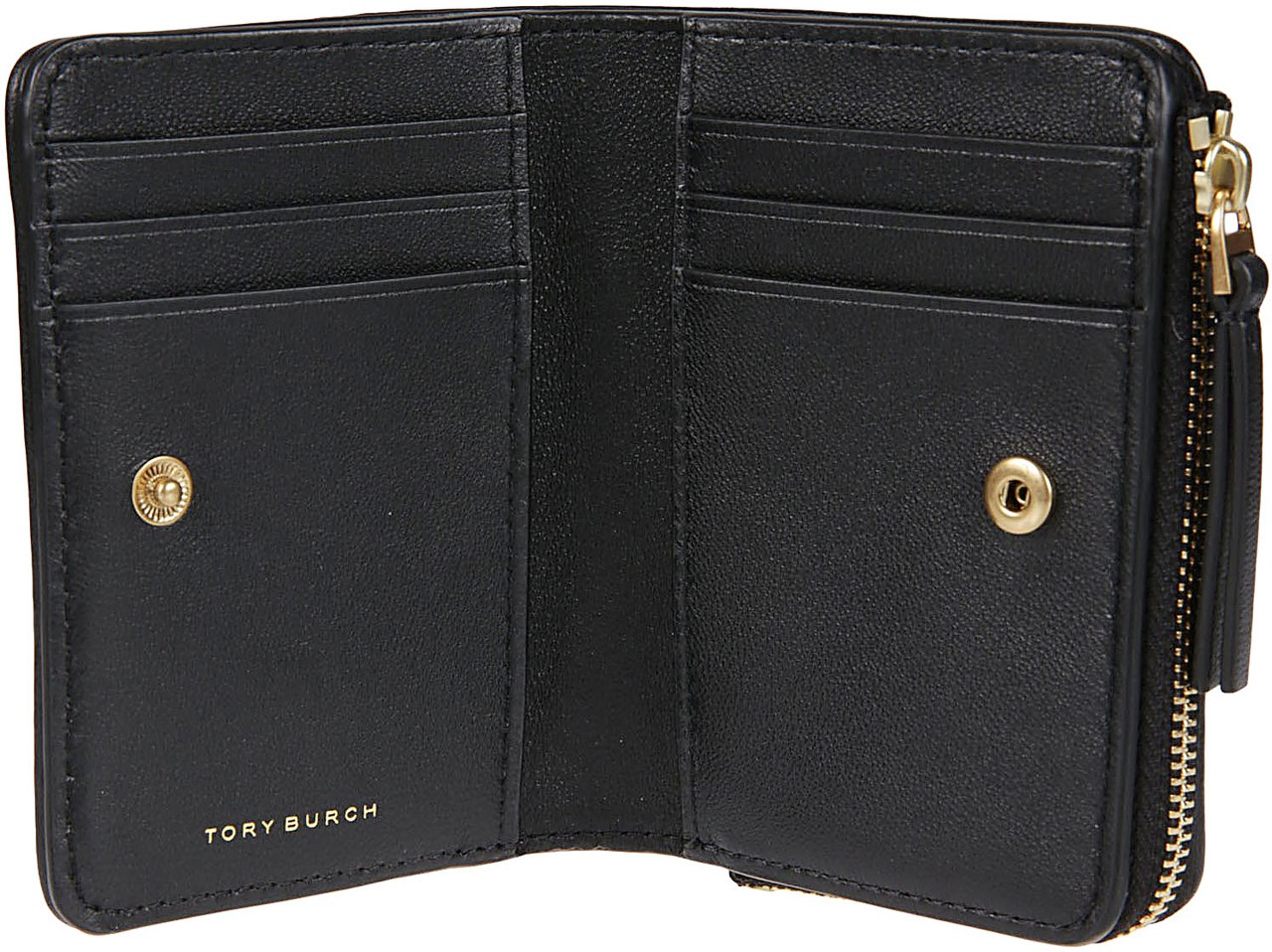 Tory Burch Kira Chevron Bi-fold Wallet Black Zwart