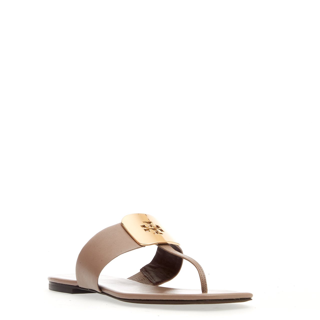 Tory Burch Sandalo Infradito Tortora Con Fibbia Logo Beige