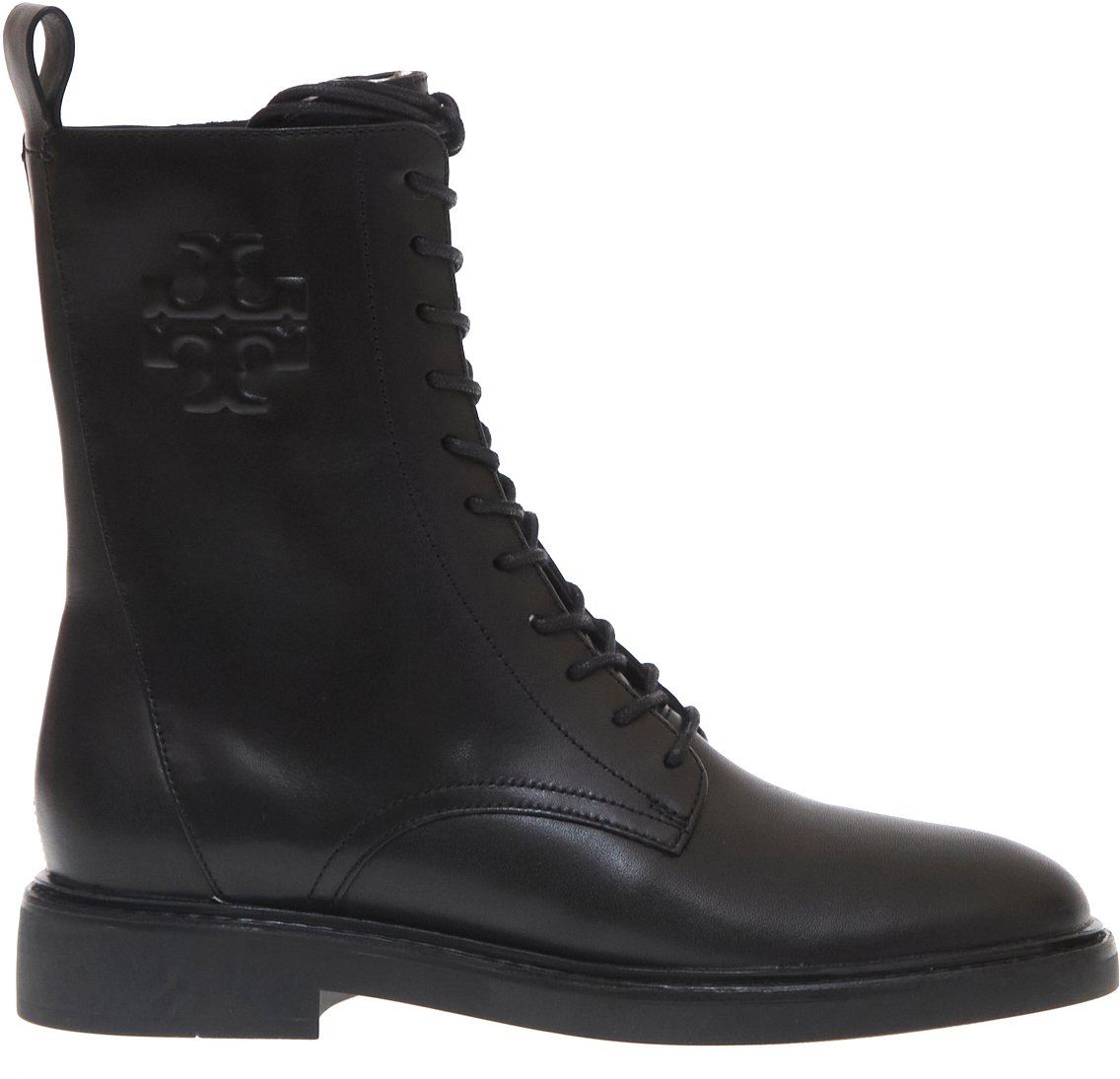 Tory Burch Anfibio Pelle Nera Con Logo Zwart