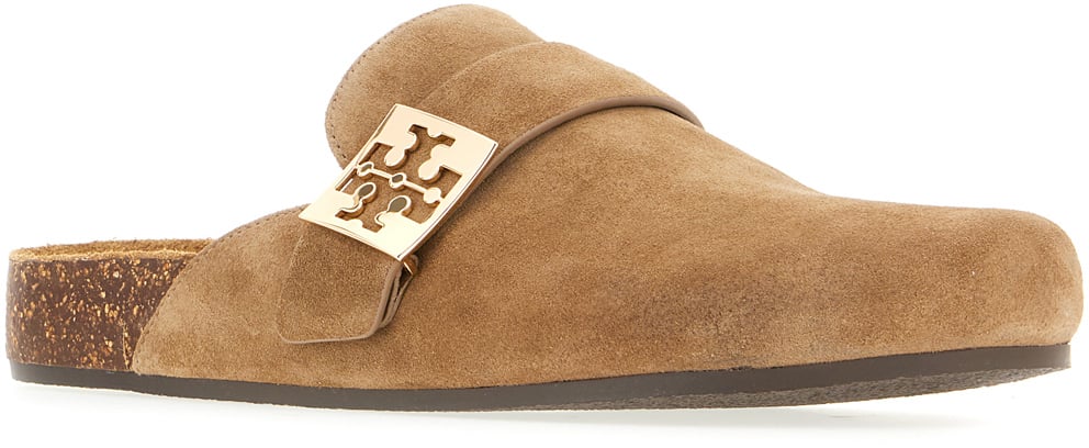 Tory Burch Biscuit suede Mellow slippers Bruin
