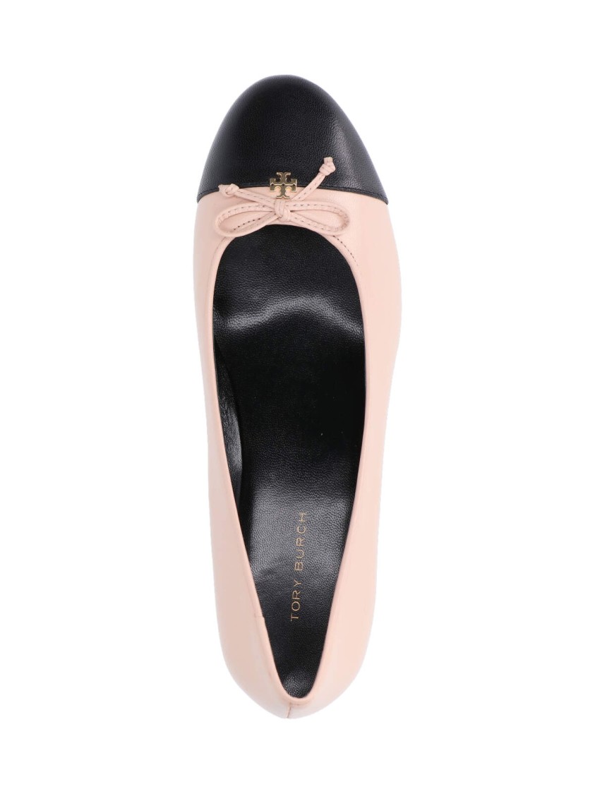Tory Burch Pink Hammered Leather Bow Pumps – Pink Roze