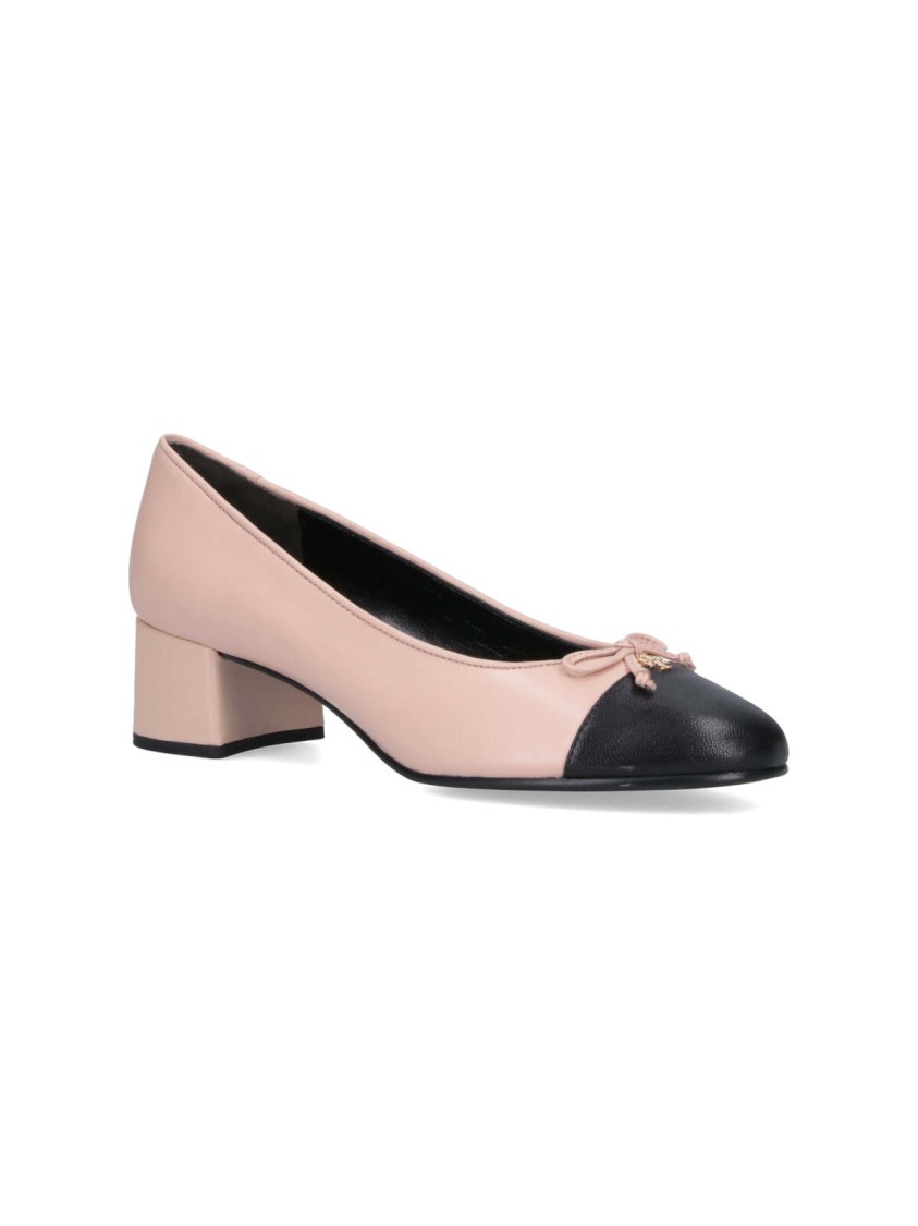 Tory Burch Pink Hammered Leather Bow Pumps – Pink Roze