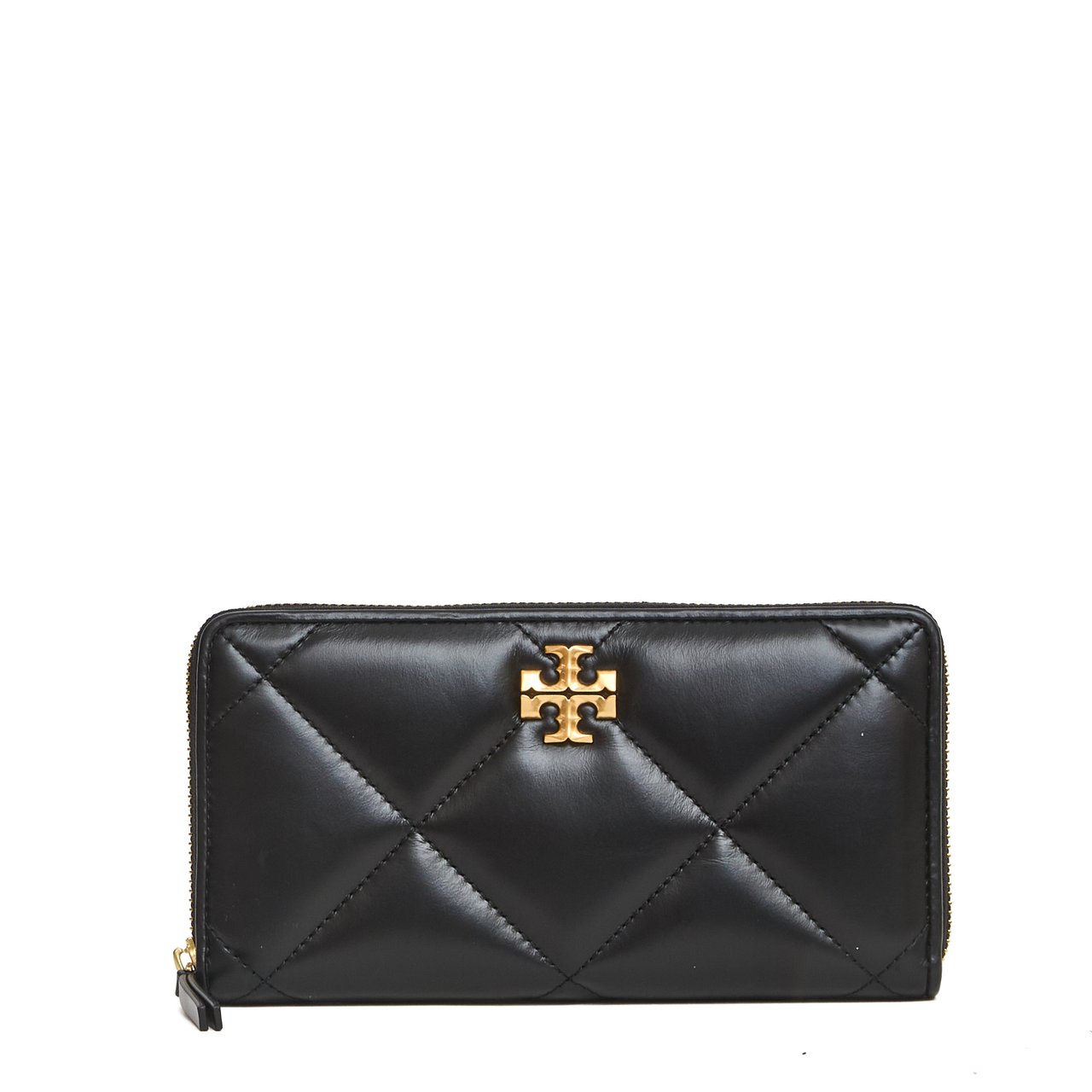 Tory Burch Kira Diamond Quilt Continental Zip Wallet Zwart