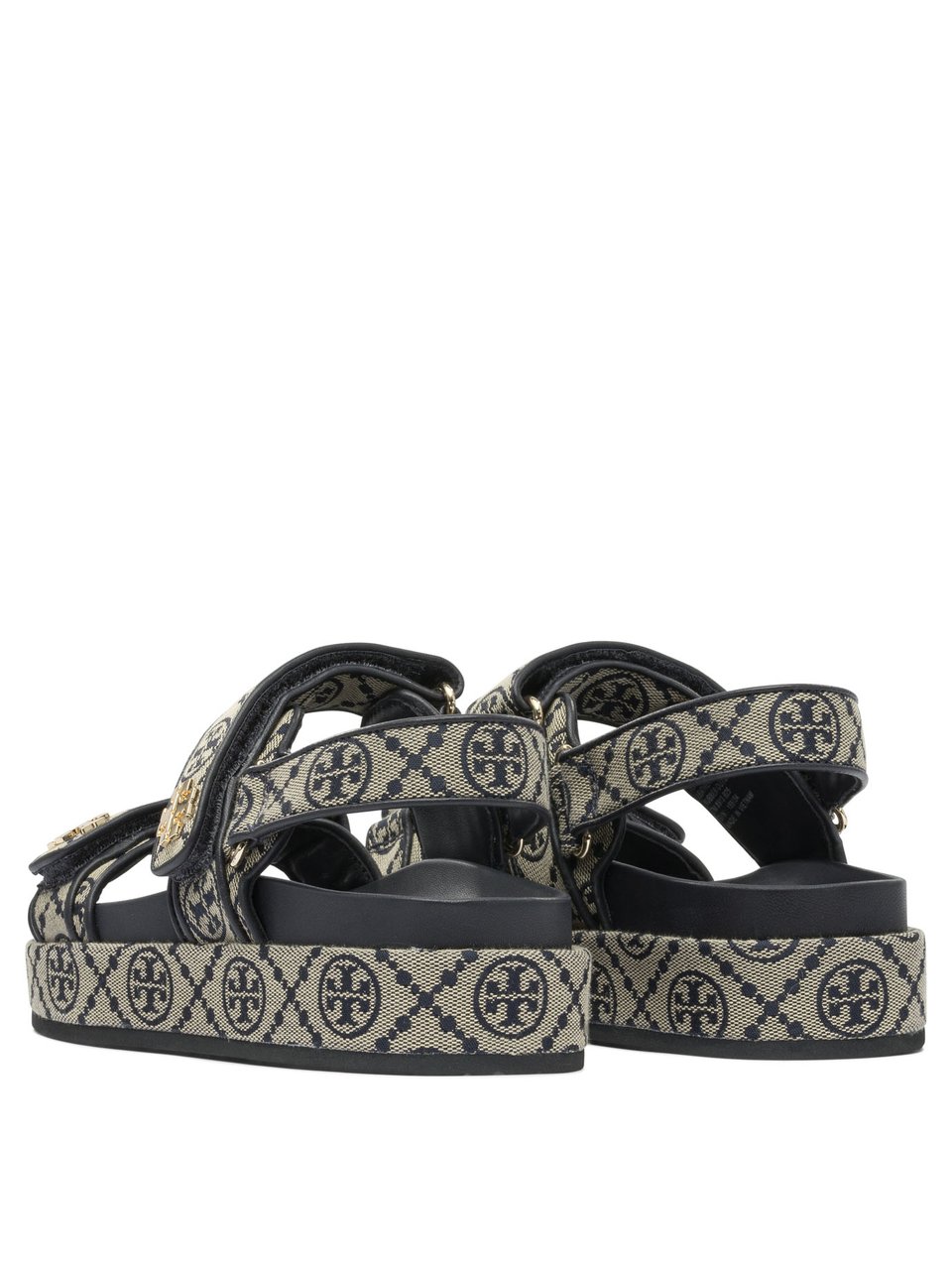Tory Burch Fabric sandals with T Monogram all-over Blauw