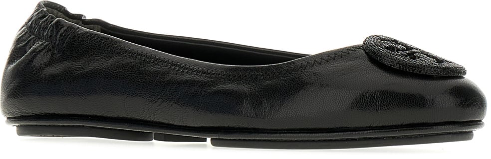 Tory Burch Tory Burch Black leather Minnie ballerinas Zwart