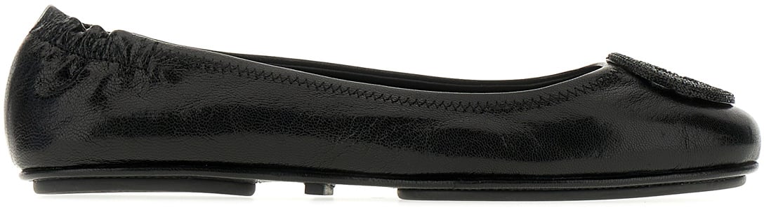 Tory Burch Tory Burch Black leather Minnie ballerinas Zwart