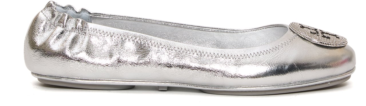 Tory Burch Minnie Travel Ballerina Argento Zilver