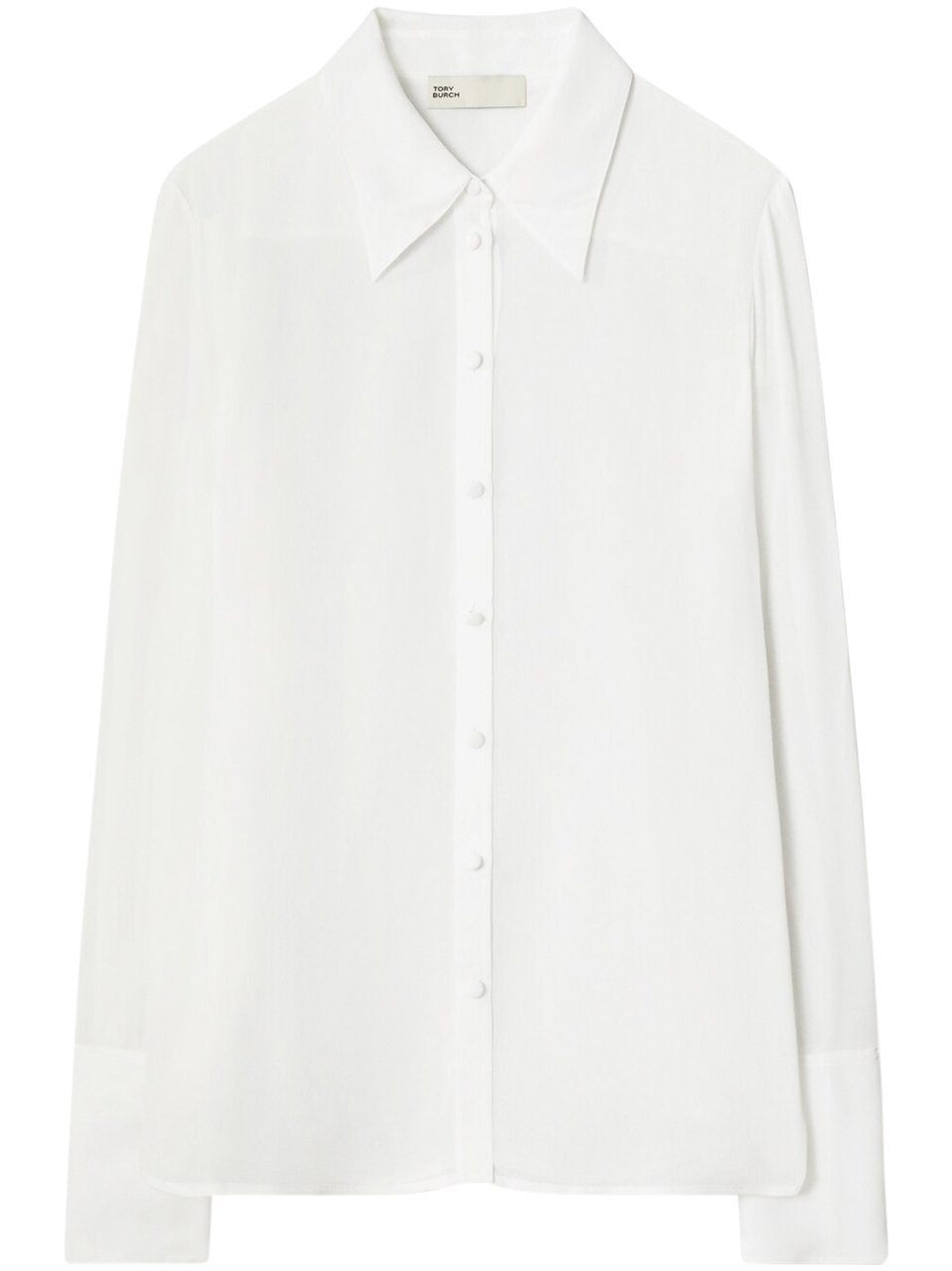 Tory Burch Relaxed Fit Cuffed Viscose Shirt with Pointed Collar Wit