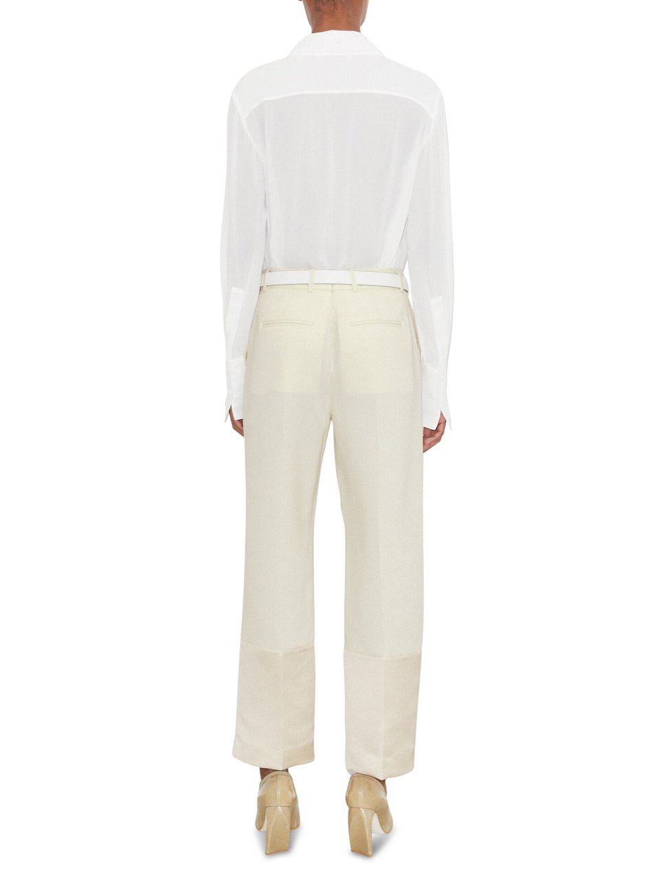 Tory Burch Relaxed Fit Cuffed Viscose Shirt with Pointed Collar Wit