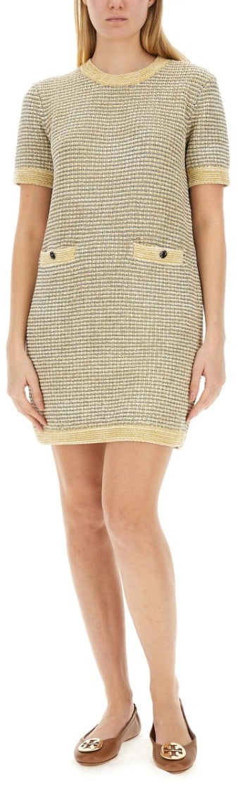 Tory Burch Velvet Dress Neutraal