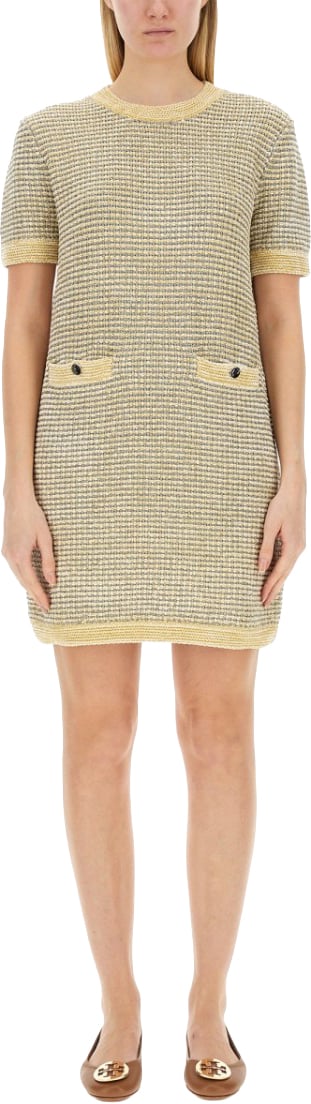 Tory Burch Velvet Dress Neutraal