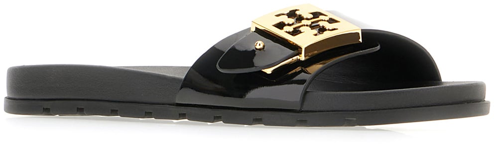 Tory Burch Black rubber slippers Zwart