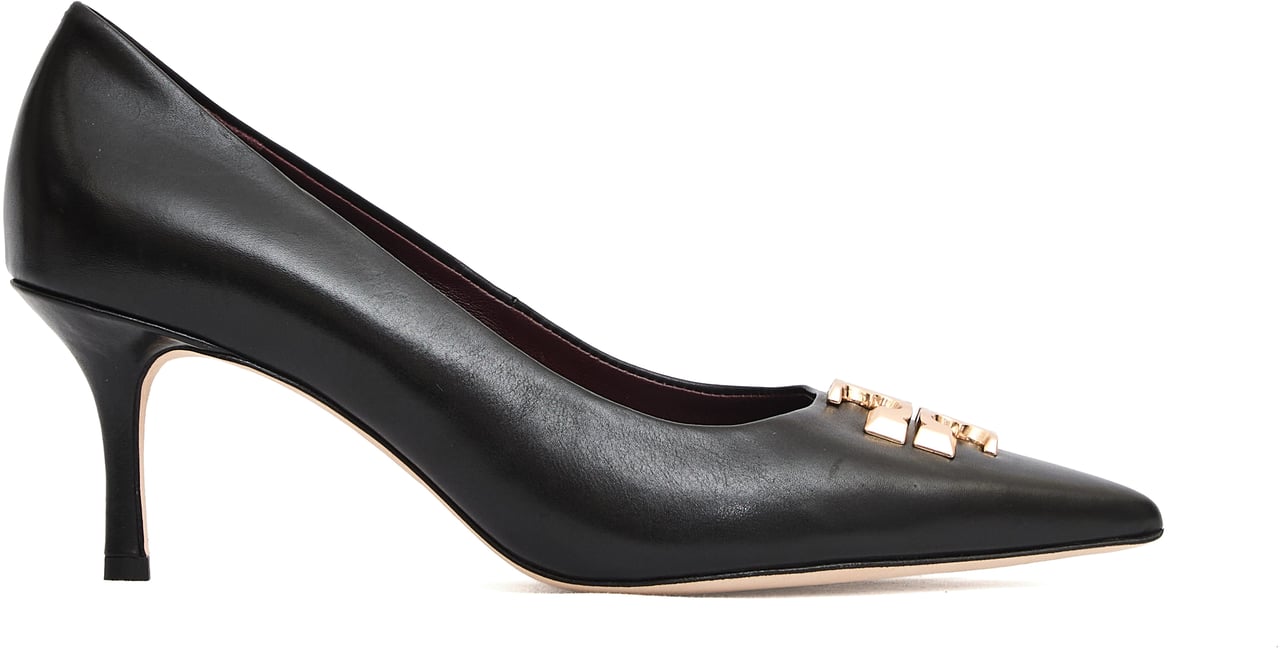 Tory Burch Eleonor Pump Pelle Nero Fibbia Oro Zwart