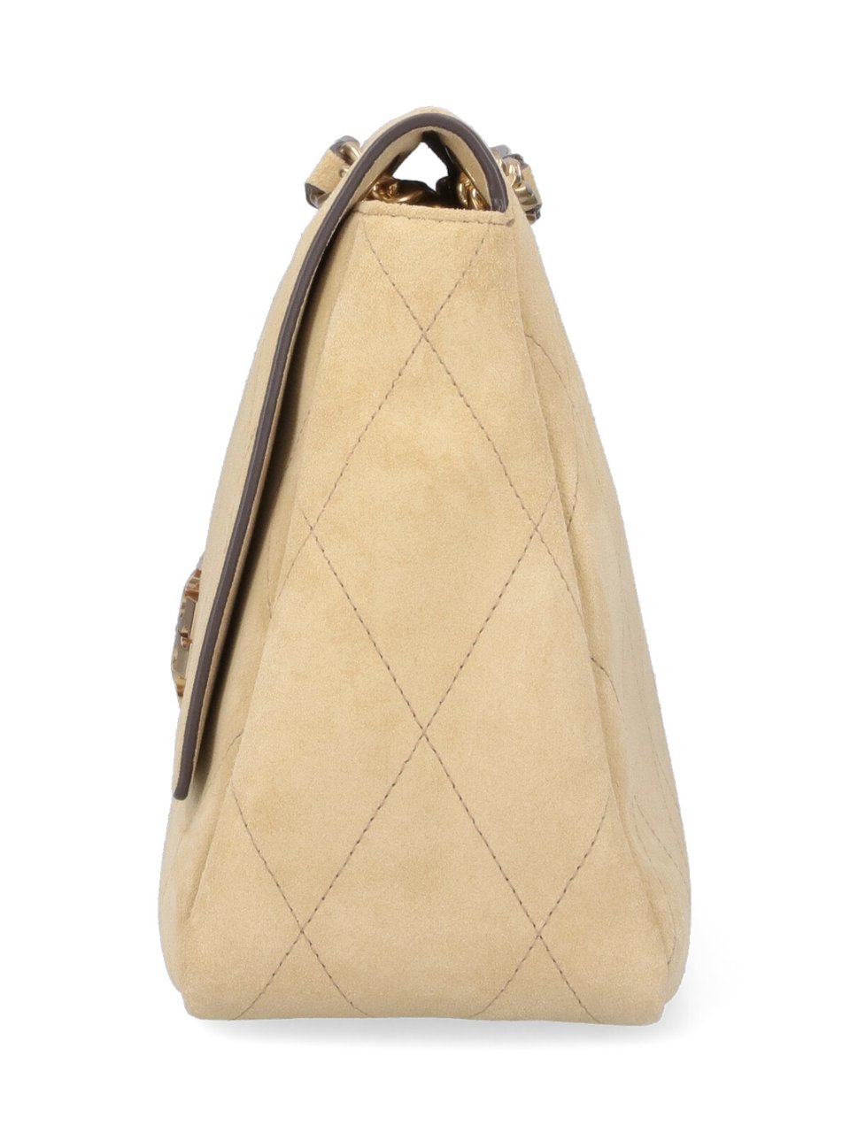 Tory Burch Quilted Handbag with Metallic Logo Clasp Neutraal