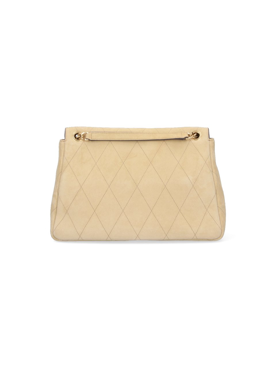 Tory Burch Quilted Handbag with Metallic Logo Clasp Neutraal