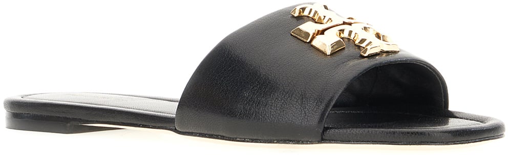 Tory Burch Black leather Eleanor slippers Zwart