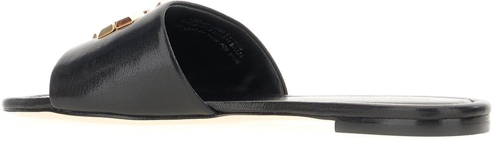 Tory Burch Black leather Eleanor slippers Zwart