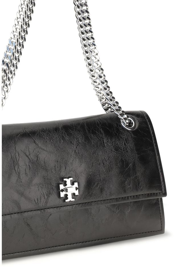 Tory Burch Black Suede Leather Shoulder Bag Zwart