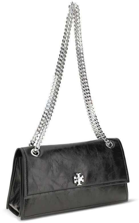 Tory Burch Black Suede Leather Shoulder Bag Zwart