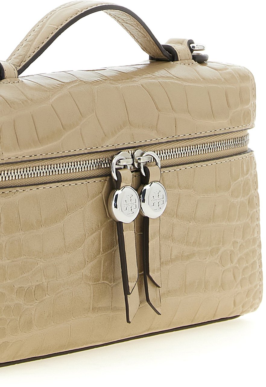 Tory Burch Beige Cowhide Shoulder Bag Zwart
