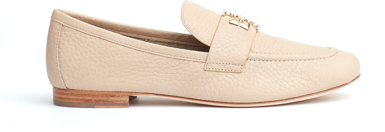 Tory Burch Mocassino Eleanor Pelle Beige Logo Beige