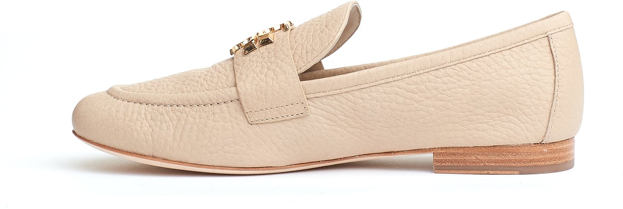 Tory Burch Mocassino Eleanor Pelle Beige Logo Beige