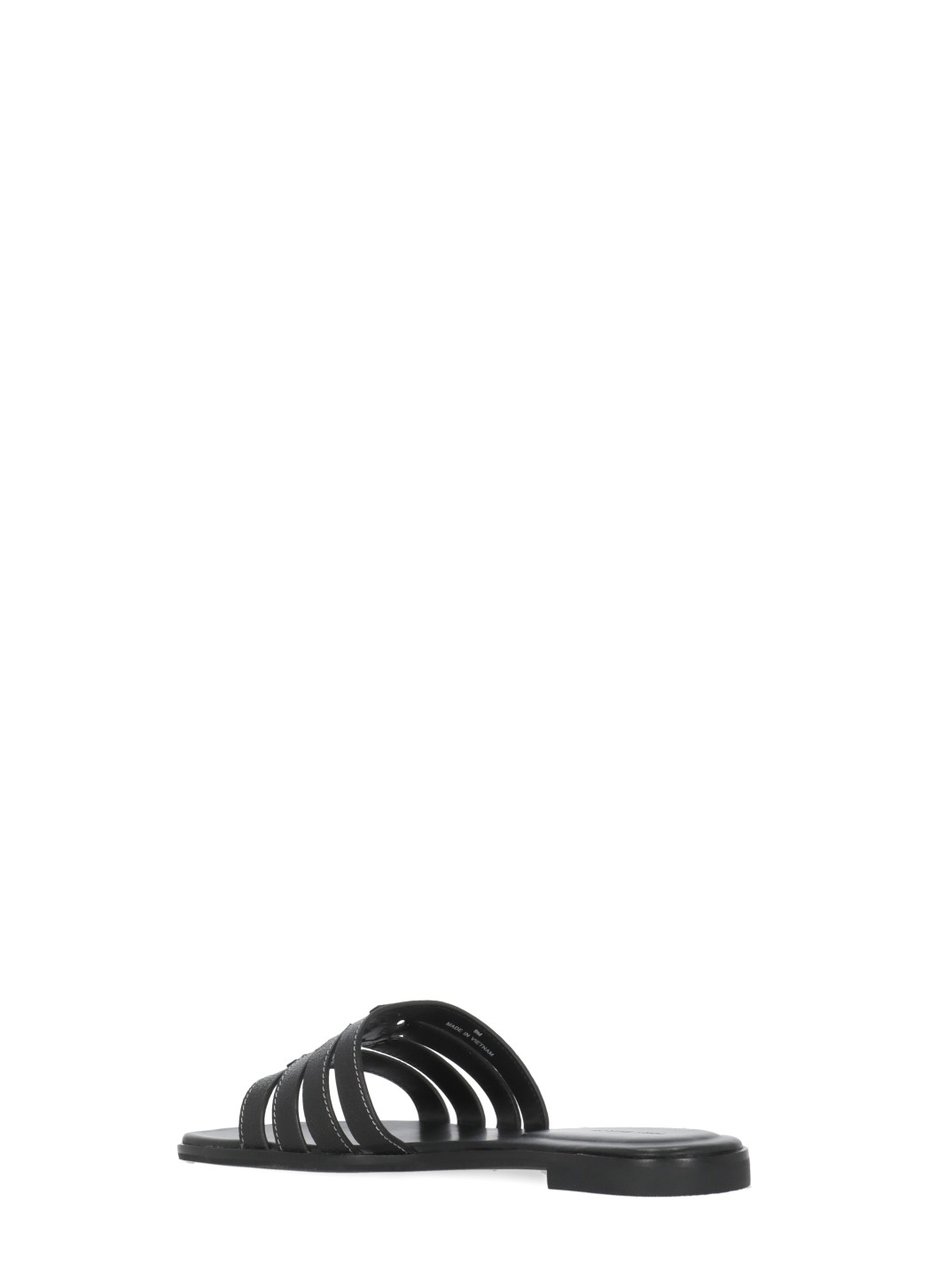 Tory Burch Black Ines Cage Perforated Slides Zwart