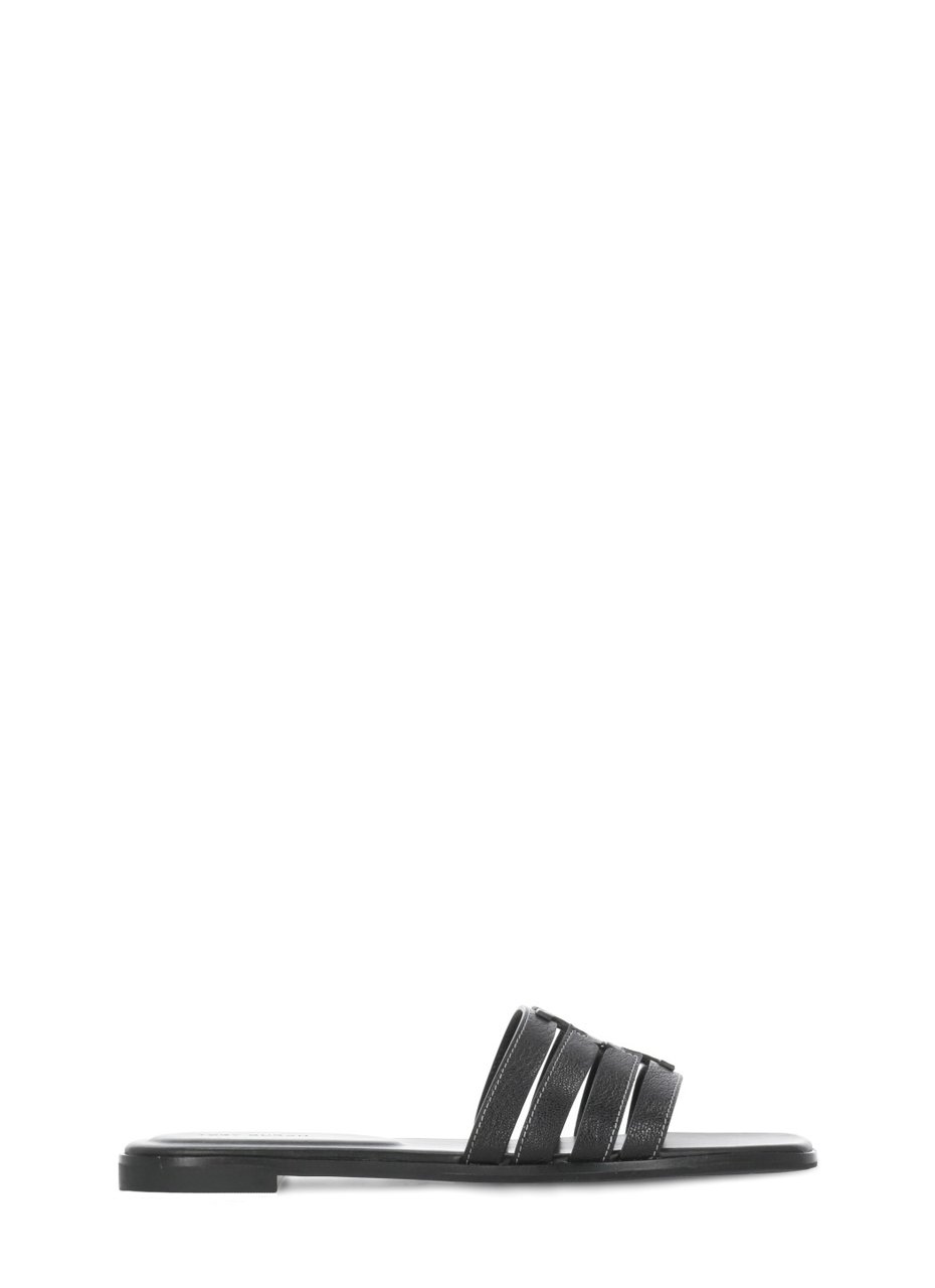 Tory Burch Black Ines Cage Perforated Slides Zwart