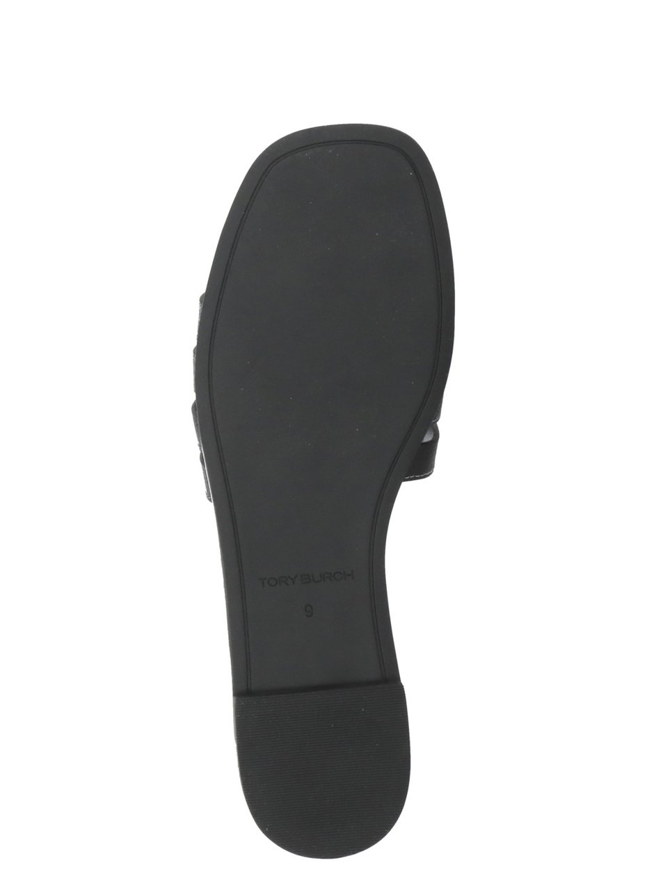 Tory Burch Black Ines Cage Perforated Slides Zwart