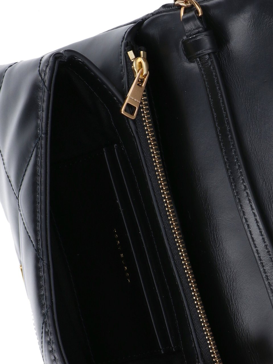 Tory Burch Diamond-Quilted Black Napa Leather Wallet Zwart