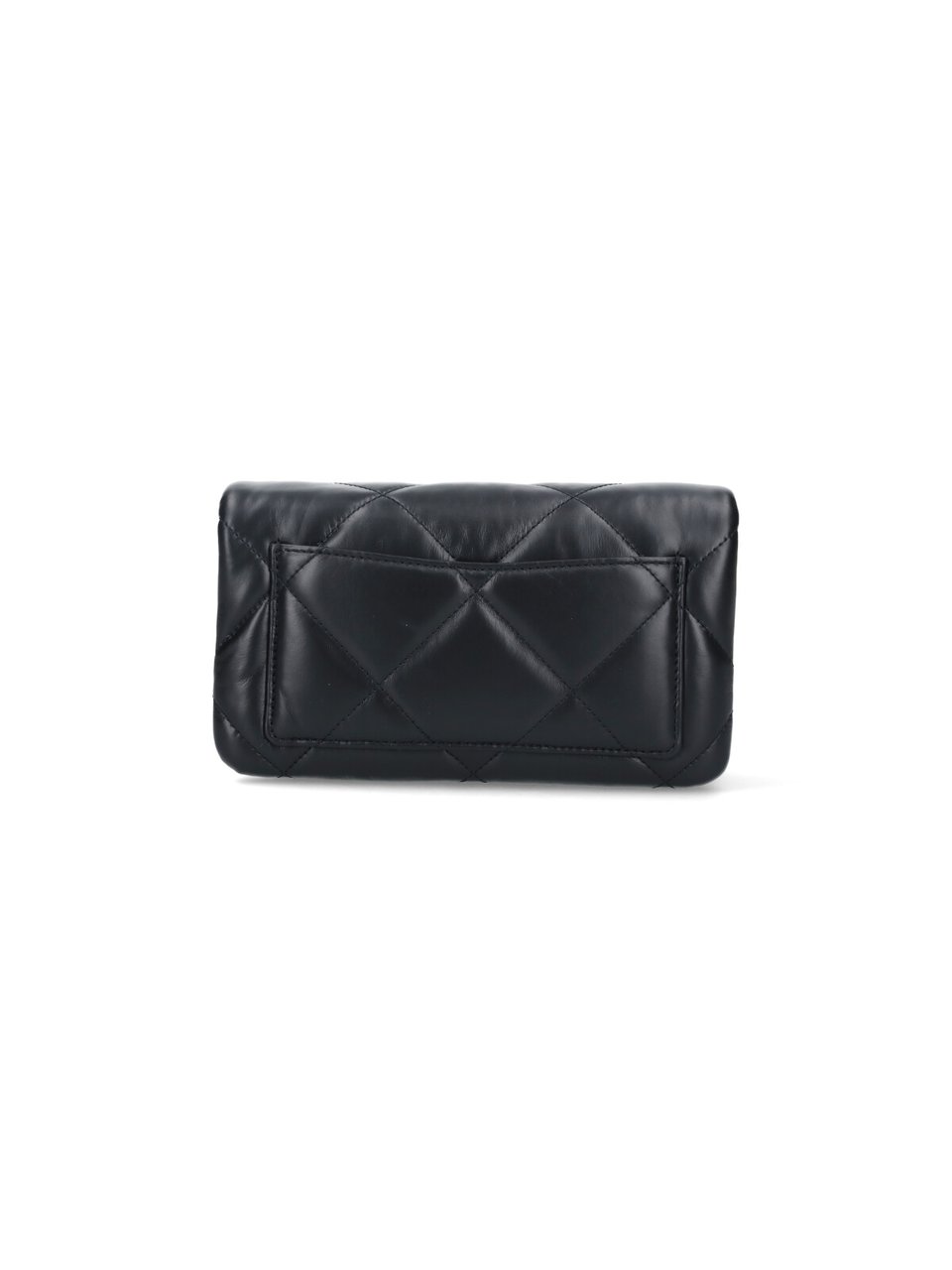 Tory Burch Diamond-Quilted Black Napa Leather Wallet Zwart