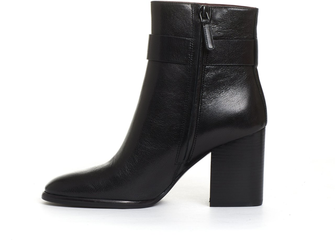 Tory Burch Stivaletto Pelle Nera Logo Tacco 70 Mm Zwart